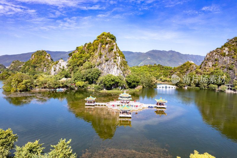 广东肇庆七星岩5A景区航拍图