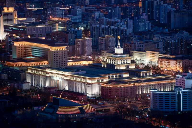 鸟瞰博物馆夜景