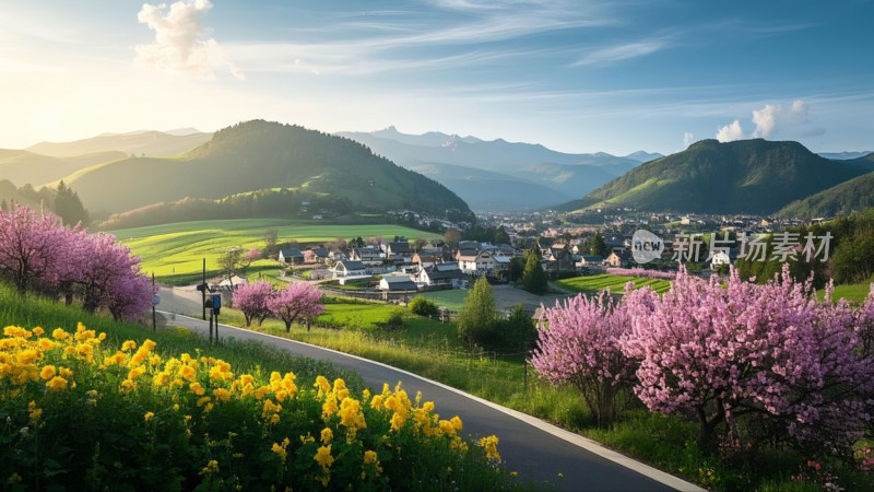 春暖花开美丽乡村 大场景