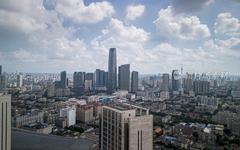 天津市区海河风景天际线航拍