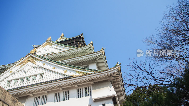 蓝天下的日本大阪城