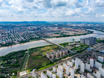 中国吉林市松花江龙潭山城市航拍