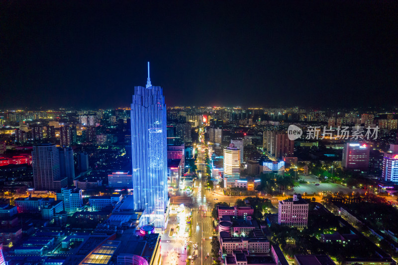 河北保定万博广场夜景航拍摄影图