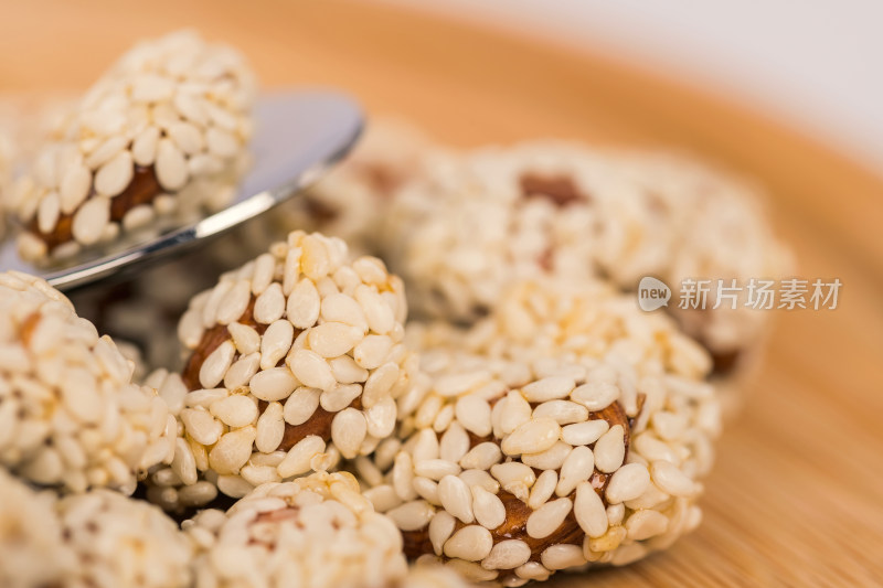 芝麻杏仁零食特写微距拍摄