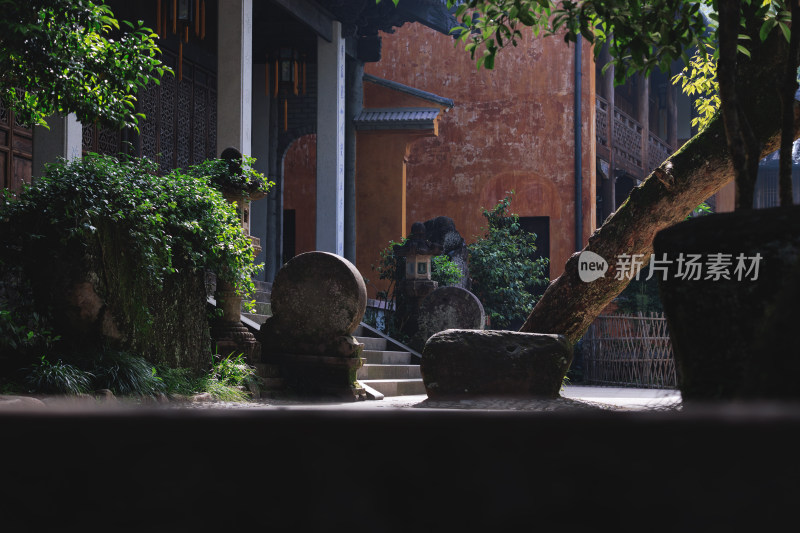 国清寺中式古建筑庭院景观