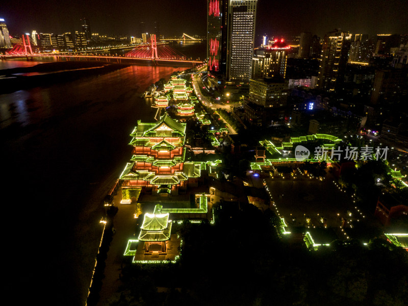 江西南昌滕王阁5a景区夜景航拍