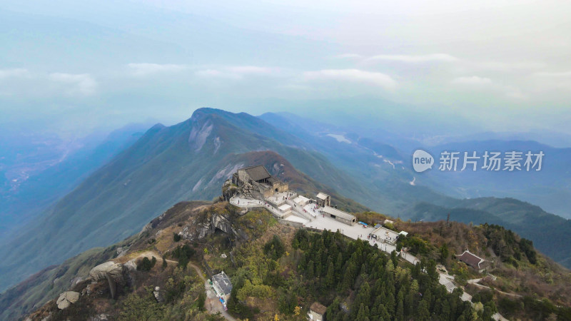 航拍湖南南岳衡山5A景区祝融峰