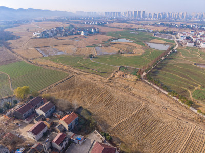 乡村田野航拍全景