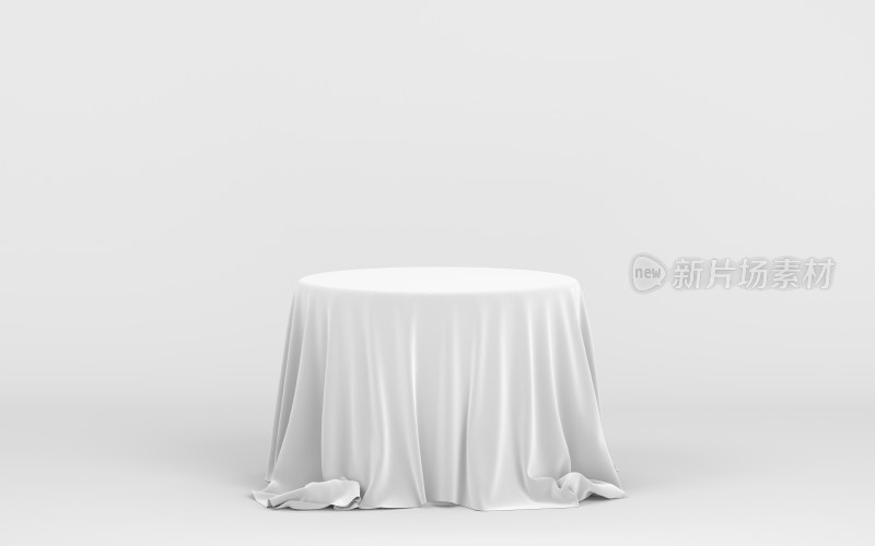 布料遮盖的圆桌子 3D渲染