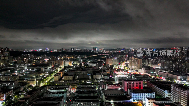 广东深圳城市大景夜景灯光航拍图