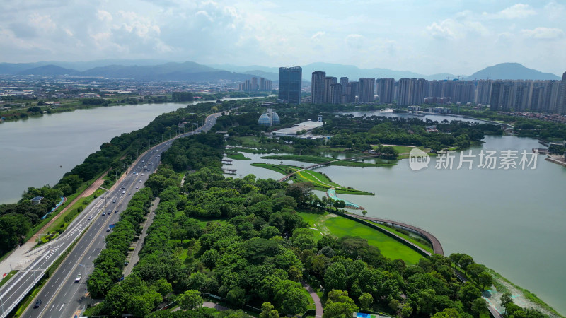 航拍福建漳州碧湖生态公园