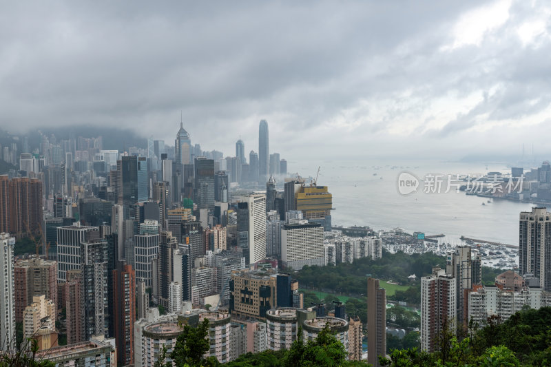 香港维多利亚港CBD中环夜景日出繁华都市