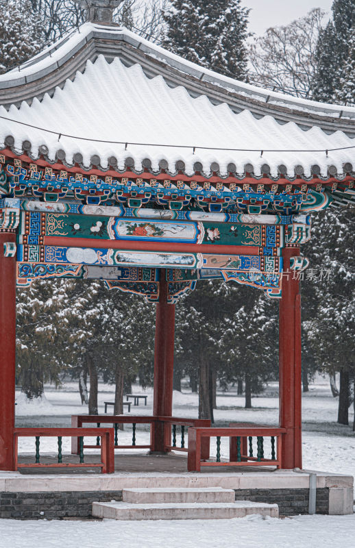 北京天坛公园12月雪
