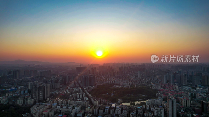 湖南衡阳日落晚霞夕阳火烧云航拍