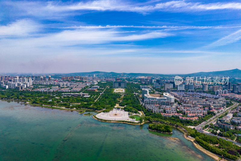 河南平顶山白龟湖风景航拍图