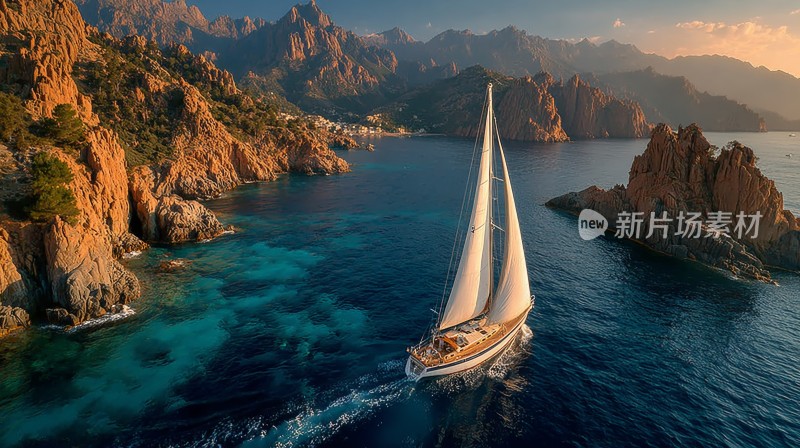 扬帆起航的帆船