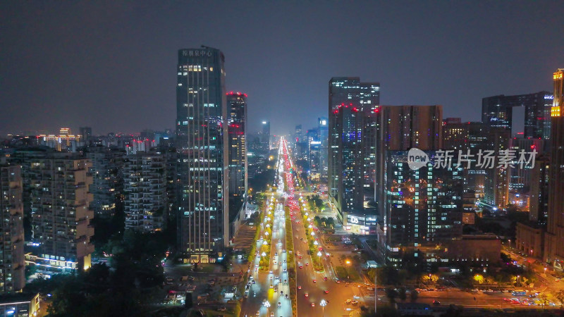 航拍成都天府新城成都CBD天府大道夜景