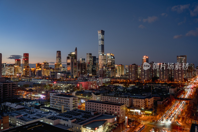 北京灯火辉煌城市夜景