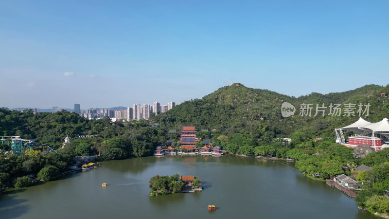 航拍广东珠海圆明新园