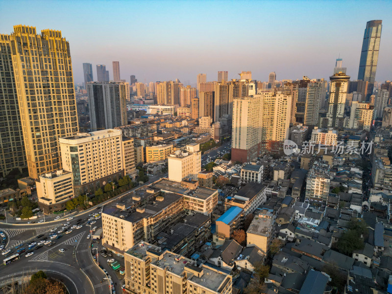 湖南长沙城市建筑高楼交通航拍摄影