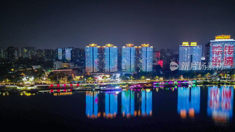 航拍湖北襄阳夜景