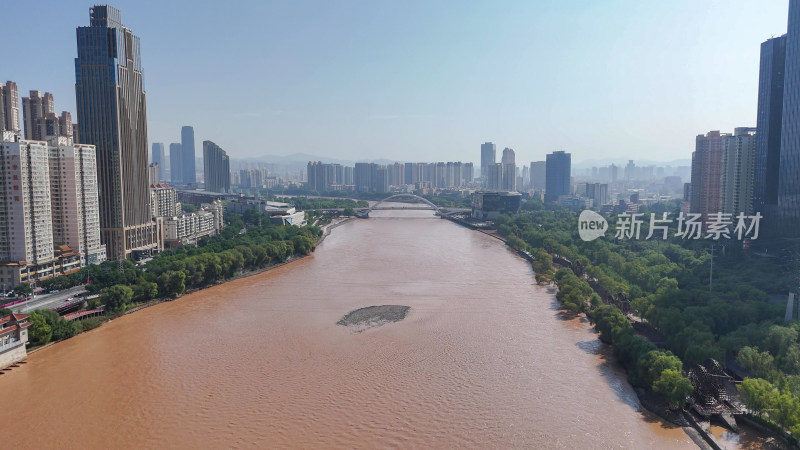 甘肃兰州大景兰州城市建设航拍摄影图