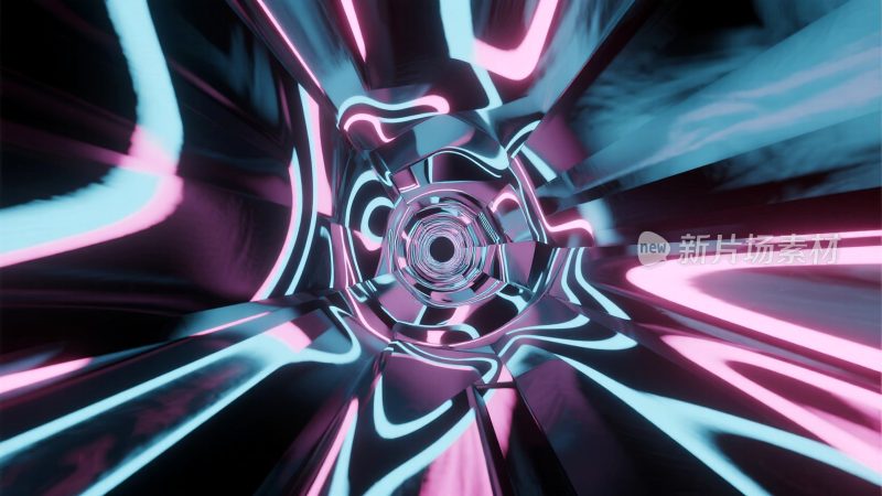 未来感霓虹光线隧道背景