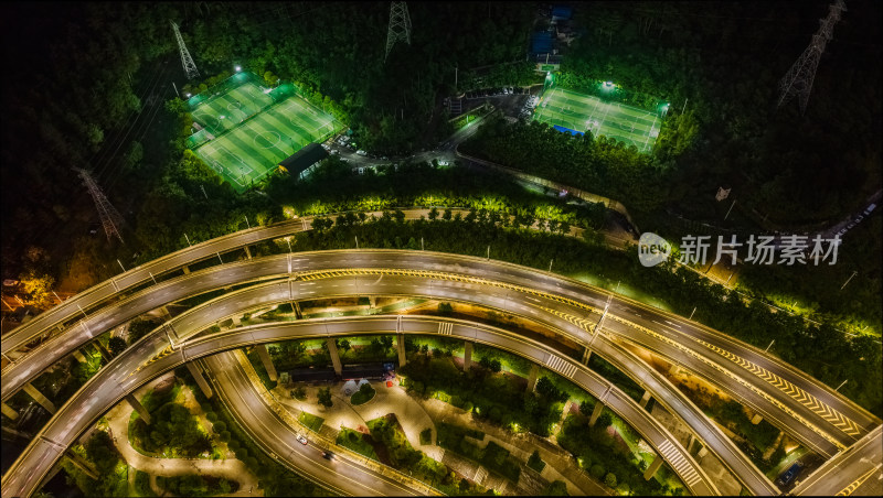 贵州贵阳交通夜景航拍