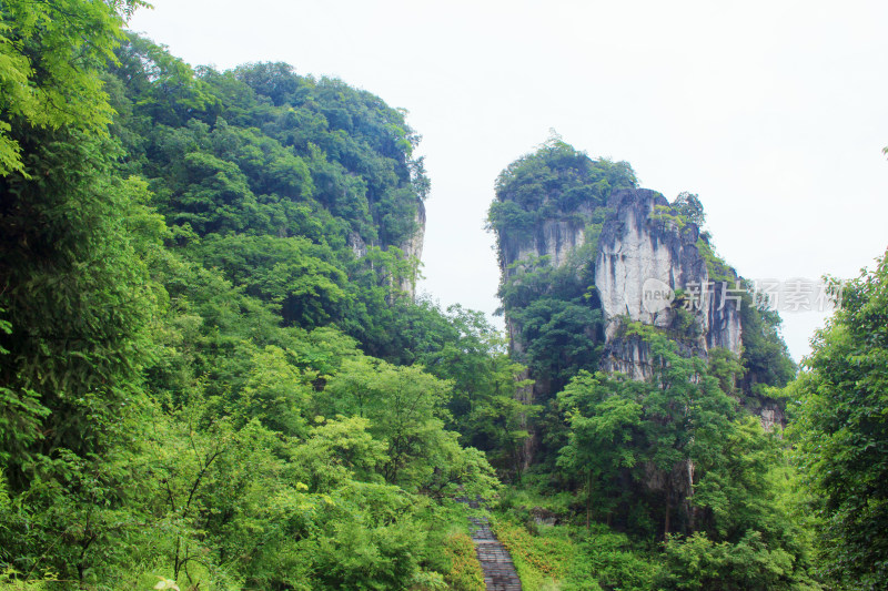 山峰云雾喀斯特风景自然户外