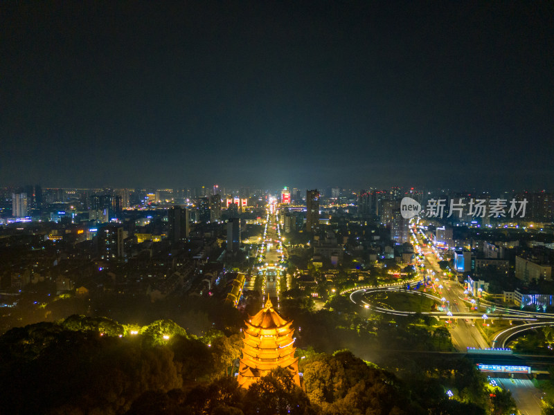 四川德阳夜景交通航拍图