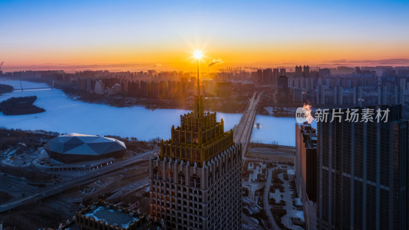 沈阳城市日落景观