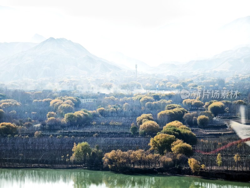 山水间的多彩树林，自然生态景观之美