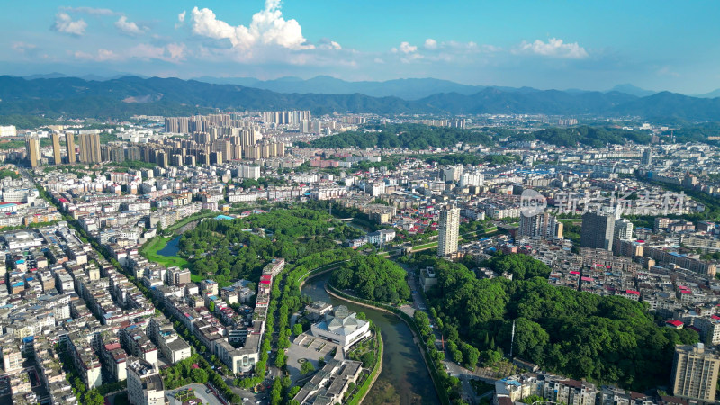 航拍江西萍乡城市天际线萍乡大景