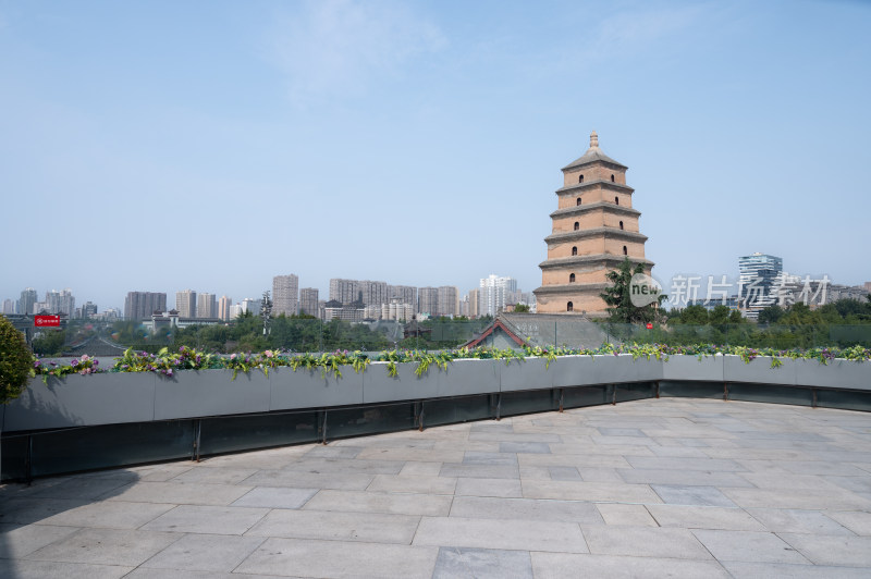 陕西西安晴朗天气的大慈恩寺大雁塔