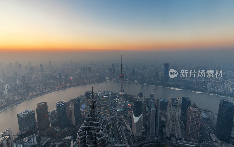 上海环球金融中心视角日落城市风光