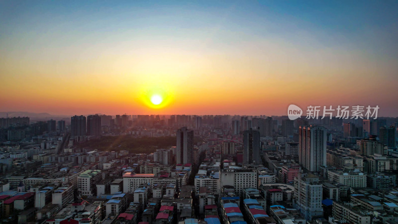 湖南衡阳日落晚霞夕阳火烧云航拍