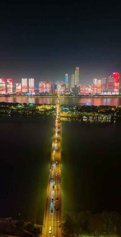 长沙夜景航拍全景图