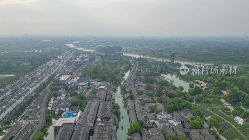 航拍浙江嘉兴乌镇西栅景区