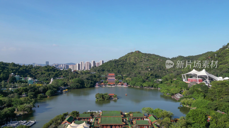 航拍广东珠海圆明新园