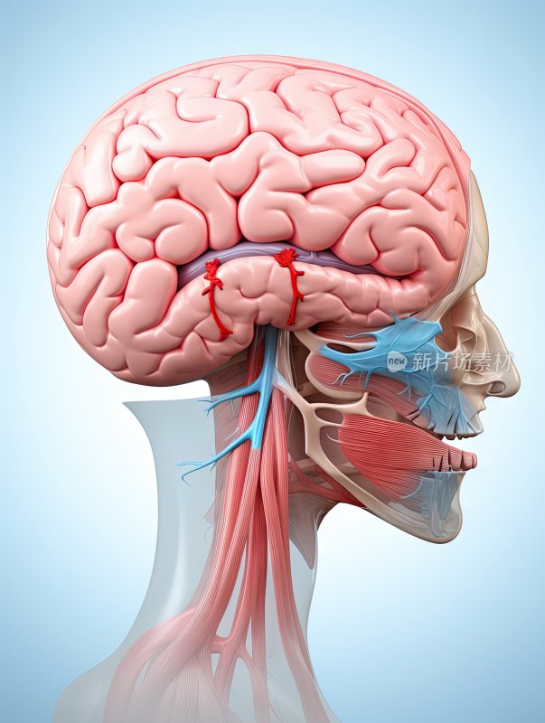 医学科普插图，人类大脑组织结构