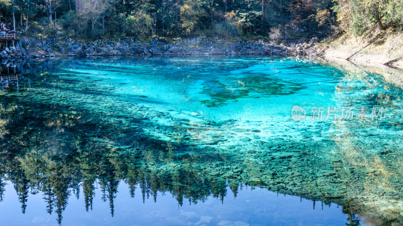 四川阿坝九寨沟五彩池清澈的水