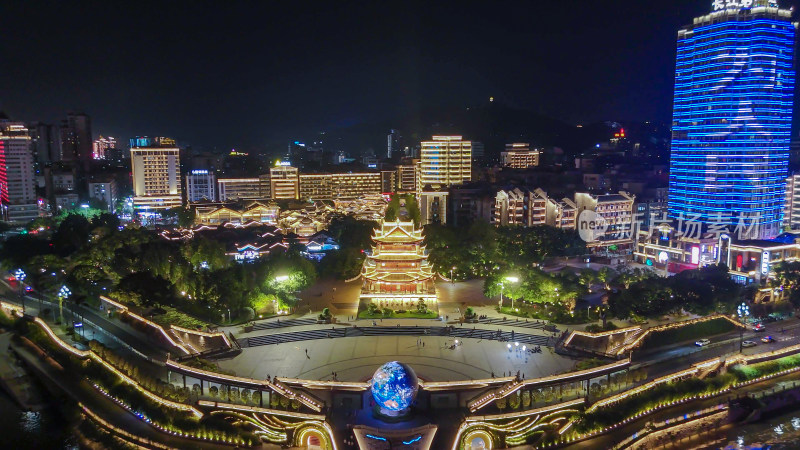 四川宜宾合江门广场夜景