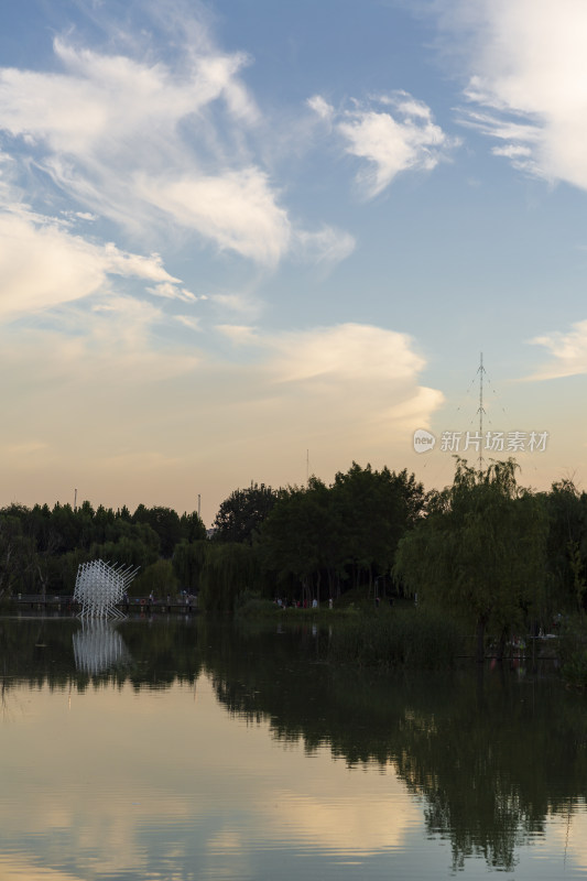 城市风景建设傍晚风景