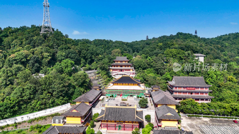 航拍湖北鄂州西山古灵泉寺