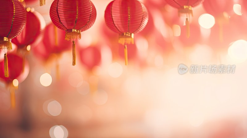 喜庆新春，唯美中国灯笼背景