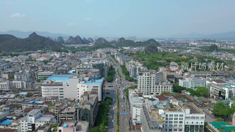 广西桂林城市大道交通建筑航拍