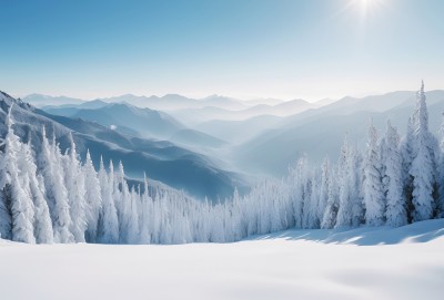 冬季森林白雪覆盖风景