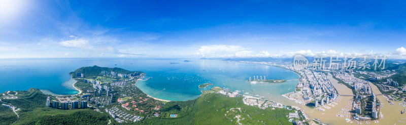 阳光下的海南三亚鹿回头空镜头航拍风景