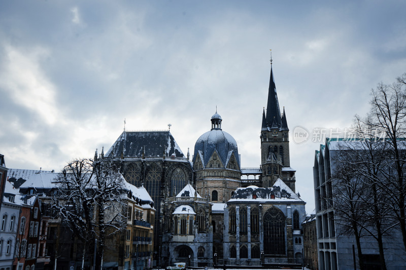 亚琛大教堂冬日雪景