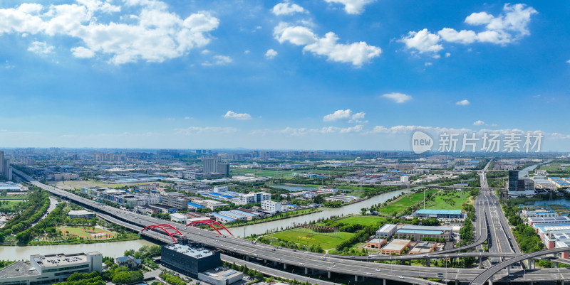 航拍昆山城市乡村建筑风光大景